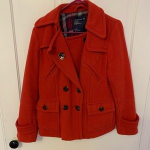 Red pea coat